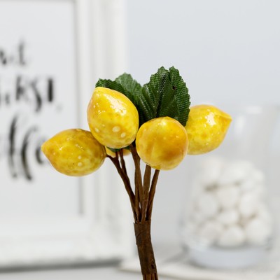 Декор для творчества «Лимончики», 11 см, (1 набор=1 букету), в букете 6 плодов