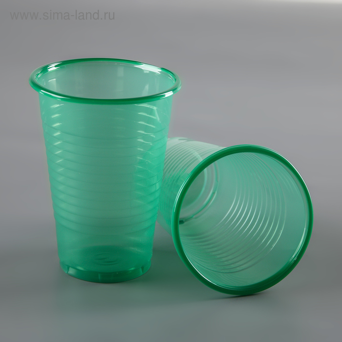Набор одноразовых стаканов , 200 мл, 6 шт, цвет зелёный - Фото 1