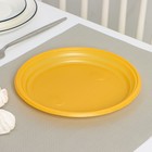 Тарелки пластиковые одноразовые, d= 21 см, цвет жёлтый, 12 шт/уп - Фото 1