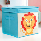 Короб стеллажный для хранения с крышкой «Львёнок», 25×25×25 см, цвет МИКС - фото 321263139