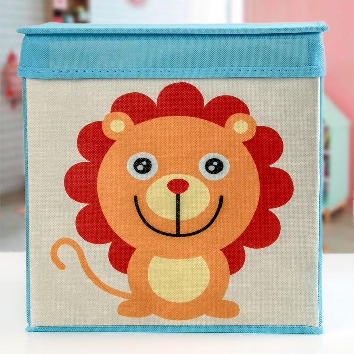 Короб стеллажный для хранения с крышкой «Львёнок», 25×25×25 см, цвет МИКС - фото 1884887013
