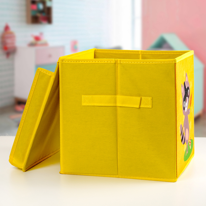 Короб стеллажный для хранения с крышкой«Енотик», детский, 25×25×25 см - фото 1884887023