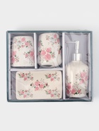 Аксессуары для ванной «Розовые розы», 4 предмета, дозатор 300 мл, мыльница, 2 стакана, белые - Фото 8