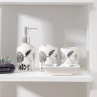 Набор аксессуаров для ванной комнаты «Герберы», 4 предмета (дозатор 300 мл, мыльница, 2 стакана 310 мл), цвет белый - фото 8748303