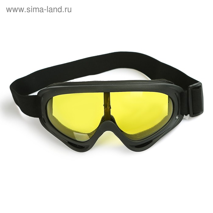 Очки для езды на мототехнике, стекло желтое, чёрные - Фото 1
