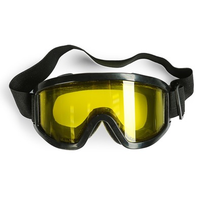 Очки-маска для езды на мототехнике, стекло желтое, цвет черный