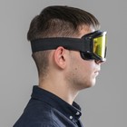 Очки-маска для езды на мототехнике, стекло желтое, чёрные - Фото 4