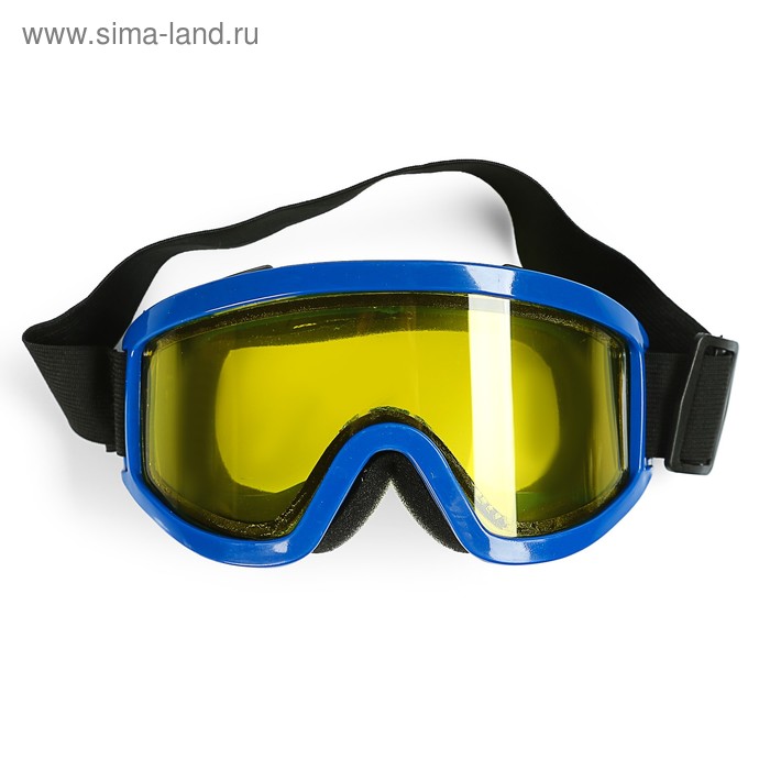 Очки-маска для езды на мототехнике, стекло двухслойное желтое, цвет синий - Фото 1