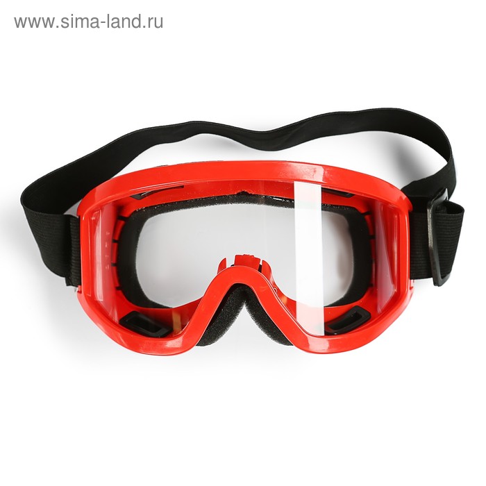 Очки-маска для езды на мототехнике, стекло прозрачное, красные - Фото 1