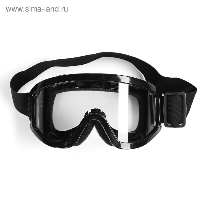 Очки-маска для езды на мототехнике, стекло прозрачное, цвет черный - Фото 1