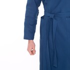 Халат вафельный запашной мужской, размер 52, хлопок 100%, синий - Фото 4