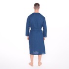 Халат вафельный запашной мужской, размер 52, хлопок 100%, синий - Фото 6