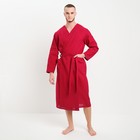 Халат мужской вафельный запашной, вишня, размер 54, 160 г/м² - Фото 1
