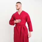 Халат мужской вафельный запашной, вишня, размер 54, 160 г/м² - Фото 3