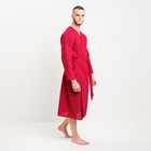 Халат мужской вафельный запашной, вишня, размер 54, 160 г/м² - Фото 4