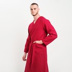 Халат мужской вафельный запашной, вишня, размер 54, 160 г/м² - Фото 5