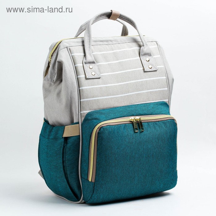 Рюкзак женский с термокарманом, термосумка - портфель, цвет серый/зеленый - Фото 1