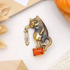 Брошь «Янтарь» котик, цвет коньячный - Фото 1