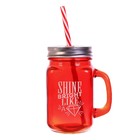 Банка стекляннаяс трубочкой "Shine bright" - Фото 3