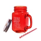 Банка стекляннаяс трубочкой "Shine bright" - Фото 5