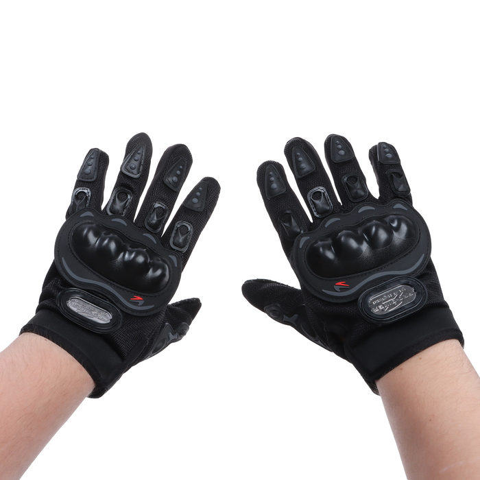Перчатки мотоциклетные с защитными вставками, пара, размер XXL, черные - Фото 1