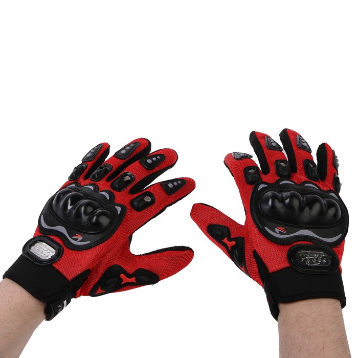 Перчатки мотоциклетные с защитными вставками, пара, размер XL, красный - Фото 1