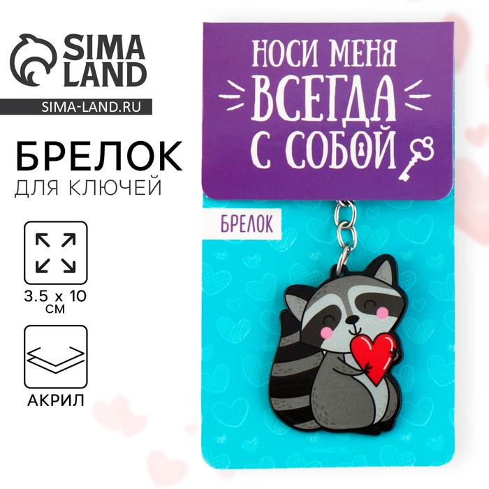 Брелок для ключей акриловый «Енот», 3.5×10 см - Фото 1