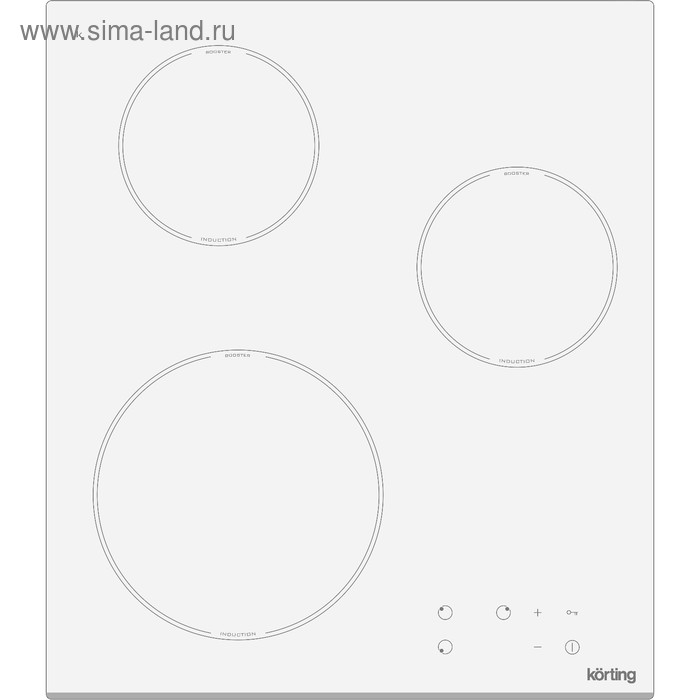 Варочная поверхность Körting HI 42031 BW, индукционная, 3 конфорки, сенсор, Booster, белая