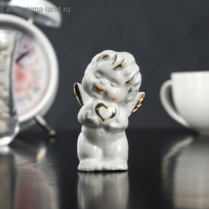 Сувенир керамика "Ангелочек с сердечком" 7,5х5х3,5 см - Фото 1