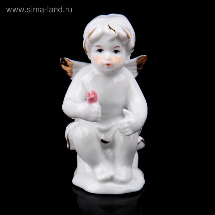 Сувенир керамика "Ангел с цветком" 9х4,5х5 см - Фото 1