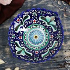 Фруктовница Риштанская Керамика "Цветы", 25 см, синее, рифлёное, овальное - Фото 2