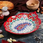 Блюдо Риштанская Керамика "Узоры" , 34 см, красное, рифлёное, овальное - фото 3744062