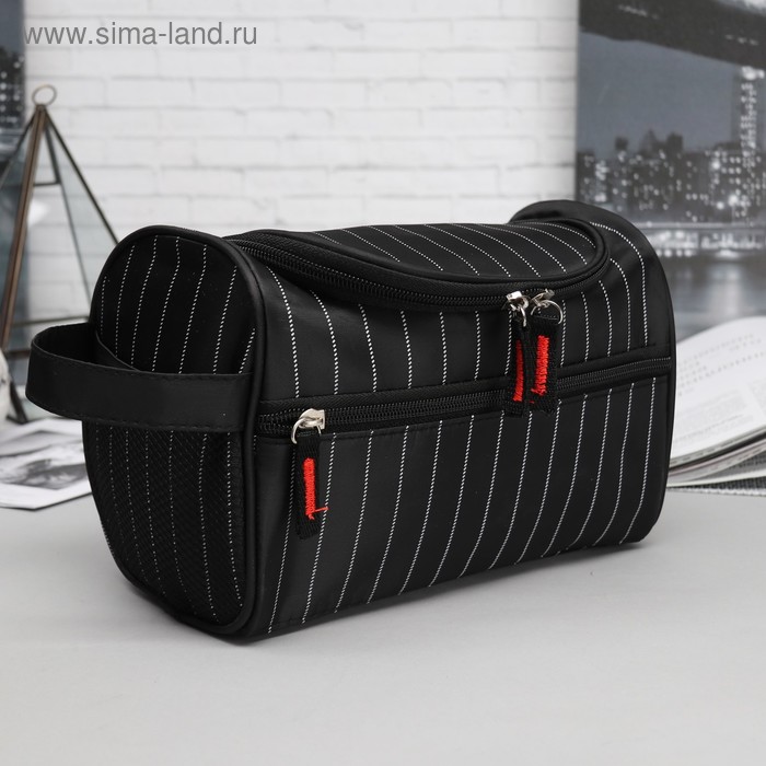 Косметичка-сумочка, отдел на молнии, 3 наружных кармана, цвет чёрный - Фото 1