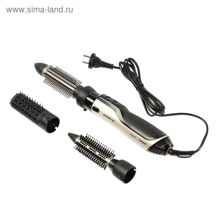 Фен-щетка Polaris PHS 1202, 1200 Вт, 3 режима, 3 насадки, шампань - Фото 1