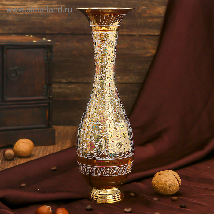 Интерьерный сувенир ваза "Нишитх" латунь, 9,5х9,5х25 см - Фото 1