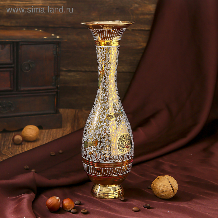 Интерьерный сувенир ваза "Оджас" латунь, 9,5х9,5х25 см - Фото 1
