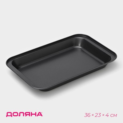 Противень Доляна «Прямоугольник. Жаклин», 36×23×4 см, антипригарное покрытие, чёрный