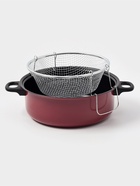 Кастрюля «Ренард», 4 л, d=26 см, с крышкой, сетка фри 26×9 см, антипригарное покрытие, углеродистая сталь, красная - Фото 3