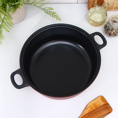 Кастрюля «Ренард», 4 л, с крышкой, сетка фри 26×9 см, антипригарное покрытие, углеродистая сталь, красная