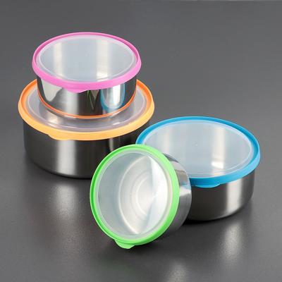 Набор салатников «Радуга», 4 предмета: 500 мл, 850 мл, 1.2 л 1.7 л, d=12/14/16/18, с крышками, нержавеющая сталь