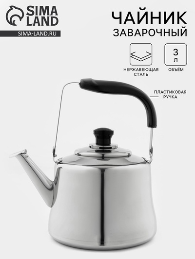 Чайник «Чайковский», 3 л, нержавеющая сталь, хромированный