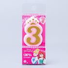 Свеча в торт цифра Дисней 3, Принцессы, с короной, золотая - Фото 2
