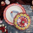 Блинница узбекская Риштанская Керамика «Цветы», d=32 см, красная - Фото 2