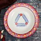 Блинница узбекская Риштанская Керамика «Цветы», d=32 см, красная - Фото 3