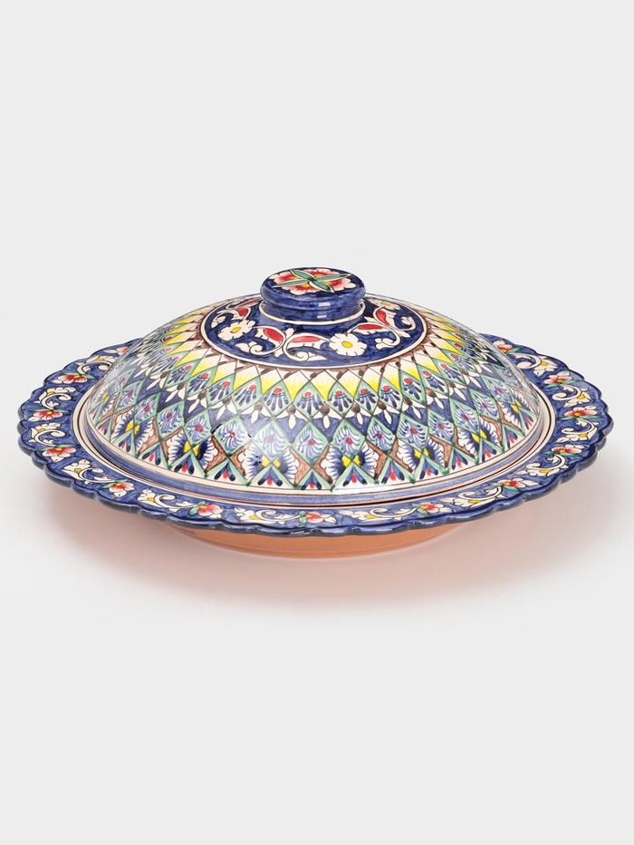 Блинница узбекская Риштанская Керамика «Узоры», d=32 см, керамика, синяя - Фото 1