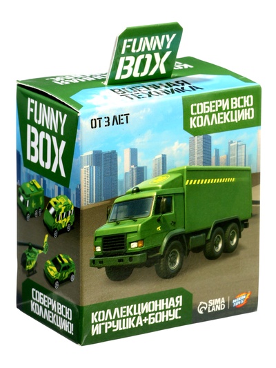 Игрушка - сюрприз Funny Box «Военная техника»: карточка, фигурка, лист наклеек, МИКС