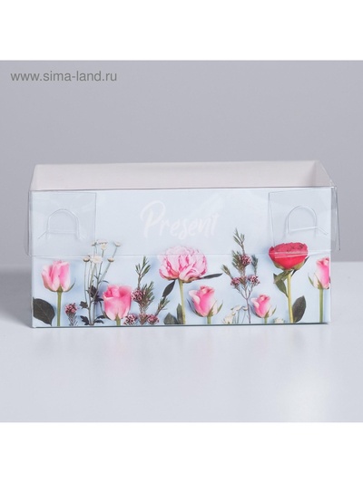 Коробка для капкейков, кондитерская упаковка, 2 ячейки «Present», 16×8×7.5 см