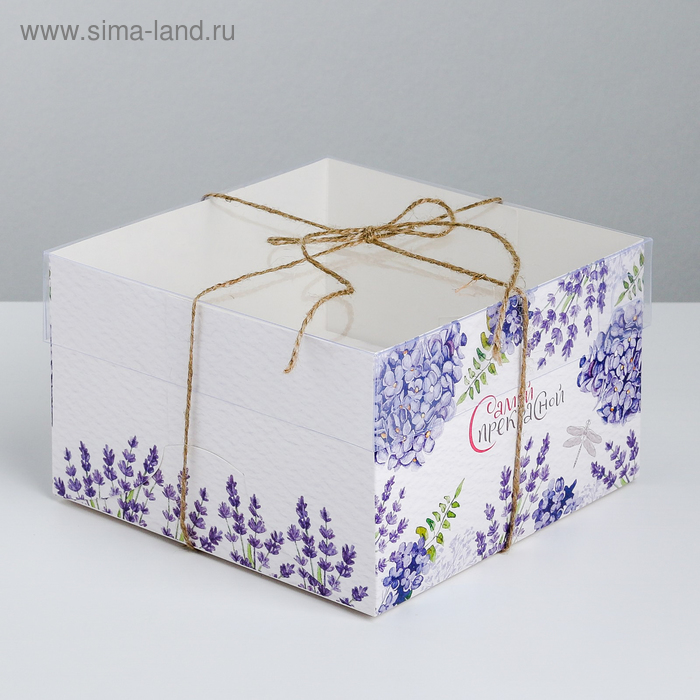 Коробка для капкейков, кондитерская упаковка, 4 ячейки «Самой прекрасной», 16 х 16 х 10 см