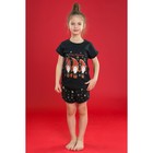 Пижама для девочки MINAKU (футболка, шорты) "Ёлочки", рост 134-140 см, цвет чёрный - Фото 1