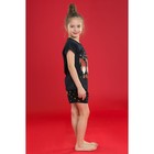 Пижама для девочки MINAKU (футболка, шорты) "Ёлочки", рост 134-140 см, цвет чёрный - Фото 3